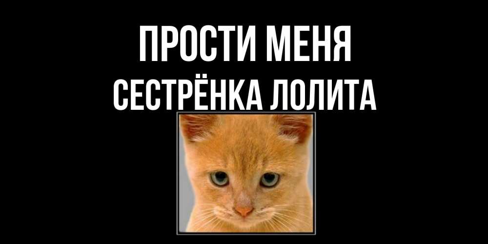 Открытка на каждый день с именем, Сестрёнка-Лолита Прости меня рыжий грустный кот просит прощения Прикольная открытка с пожеланием онлайн скачать бесплатно 