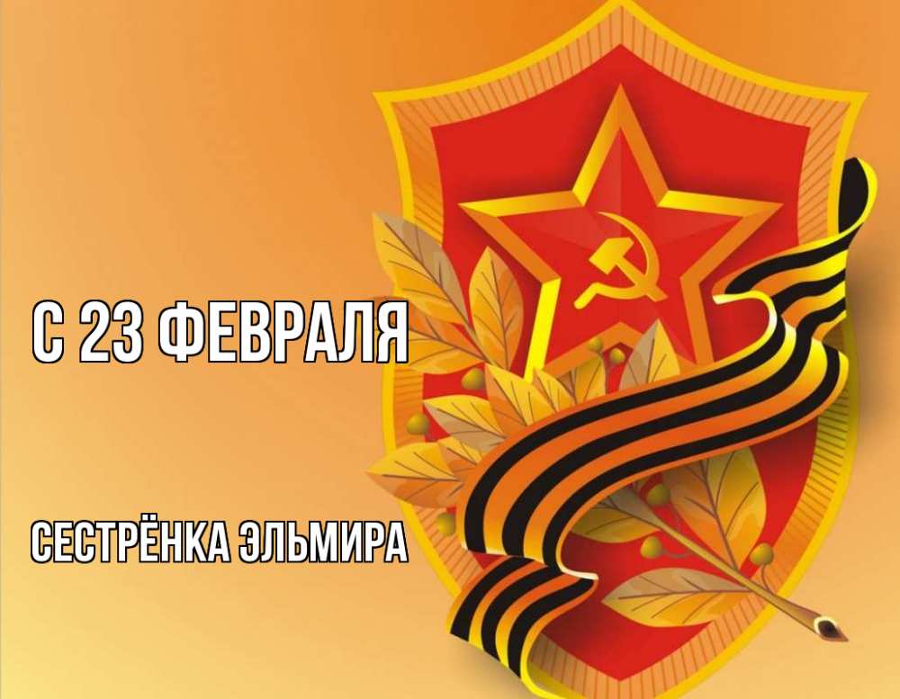 Открытка на каждый день с именем, Сестрёнка-Эльмира С 23 февраля 23 февраля Прикольная открытка с пожеланием онлайн скачать бесплатно 
