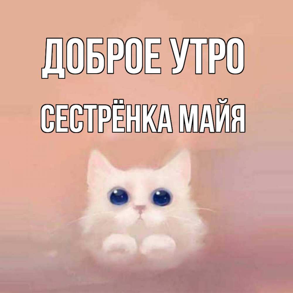 Открытка на каждый день с именем, Сестрёнка-Майя Доброе утро на розовом фоне Прикольная открытка с пожеланием онлайн скачать бесплатно 