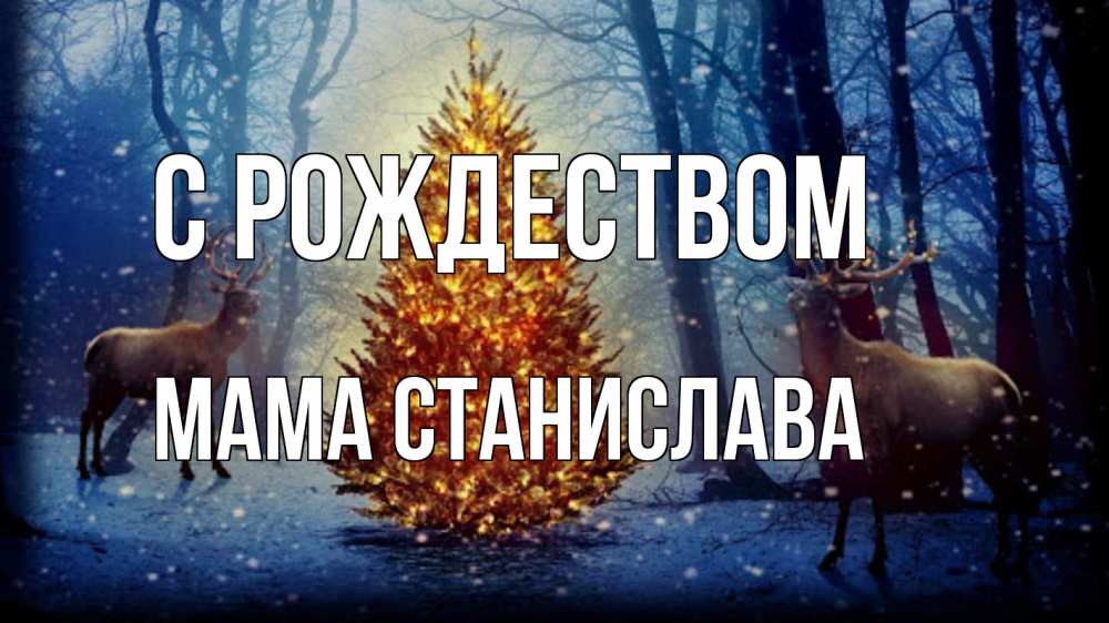 Открытка на каждый день с именем, Мама-Станислава С рождеством олени, новогодняя елка Прикольная открытка с пожеланием онлайн скачать бесплатно 