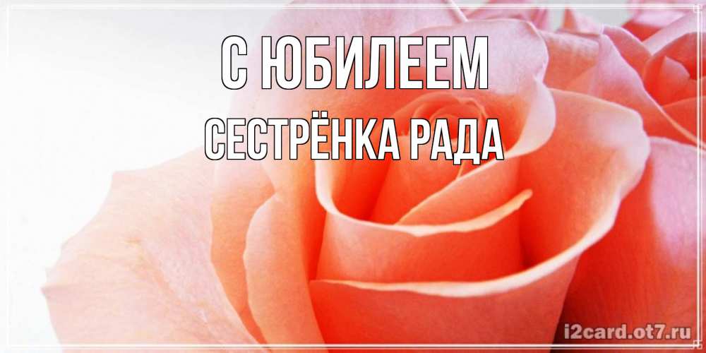 Открытка на каждый день с именем, Сестрёнка-Рада С юбилеем розы для поздравления с днем рождения Прикольная открытка с пожеланием онлайн скачать бесплатно 