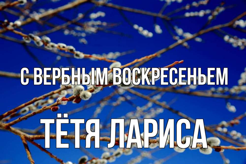 Открытка на каждый день с именем, Тётя-Лариса С вербным воскресеньем верба Прикольная открытка с пожеланием онлайн скачать бесплатно 