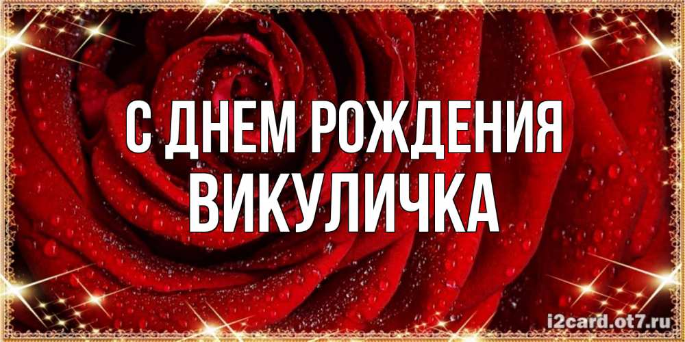 Открытка на каждый день с именем, Викуличка С днем рождения роса на розе блестящая в лучах солнца Прикольная открытка с пожеланием онлайн скачать бесплатно 