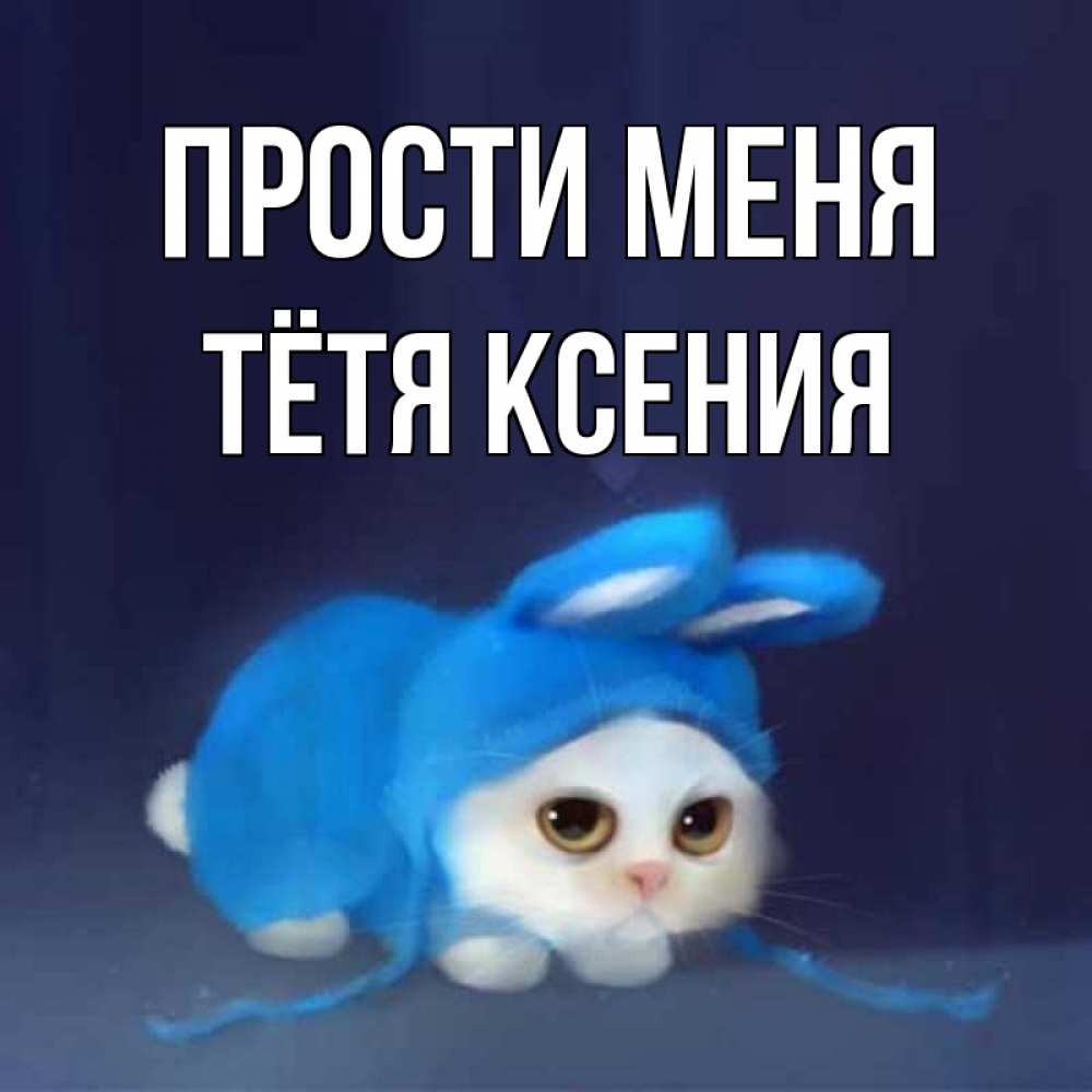 Открытка на каждый день с именем, Тётя-Ксения Прости меня невинный котозай просит прощения Прикольная открытка с пожеланием онлайн скачать бесплатно 