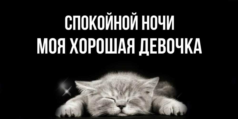 Открытка на каждый день с именем, моя-хорошая-девочка Спокойной ночи спящий котик Прикольная открытка с пожеланием онлайн скачать бесплатно 