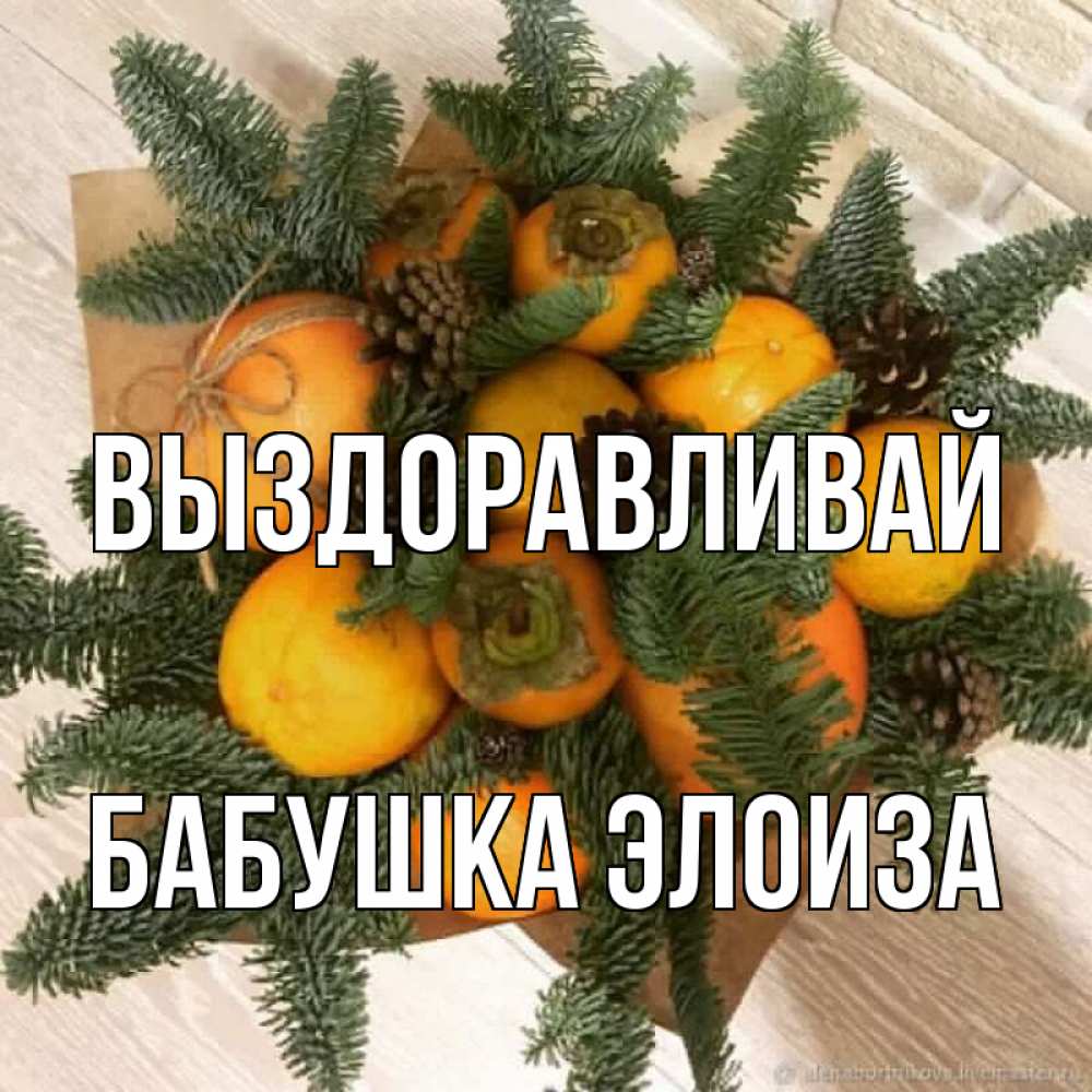Открытка на каждый день с именем, Бабушка-Элоиза Выздоравливай апельсины и хурьма Прикольная открытка с пожеланием онлайн скачать бесплатно 