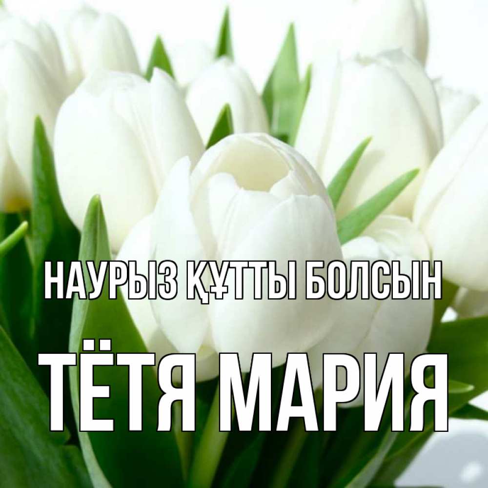 Открытка на каждый день с именем, Тётя-Мария Наурыз құтты болсын цветы Прикольная открытка с пожеланием онлайн скачать бесплатно 