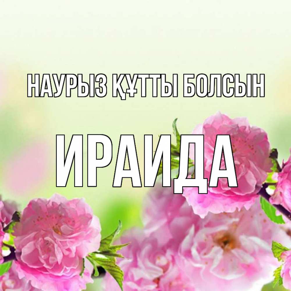 Открытка на каждый день с именем, Ираида Наурыз құтты болсын цветы Прикольная открытка с пожеланием онлайн скачать бесплатно 