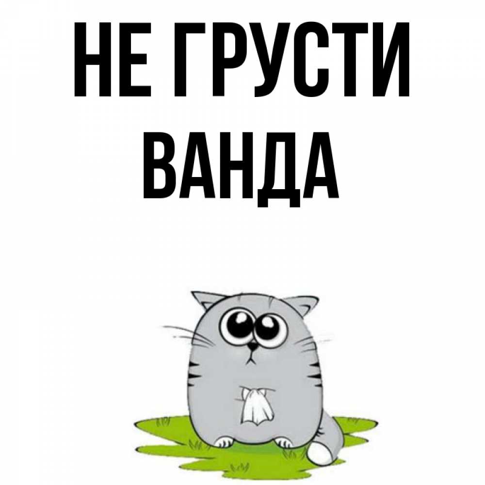Открытка на каждый день с именем, Ванда Не грусти грустный котяра Прикольная открытка с пожеланием онлайн скачать бесплатно 