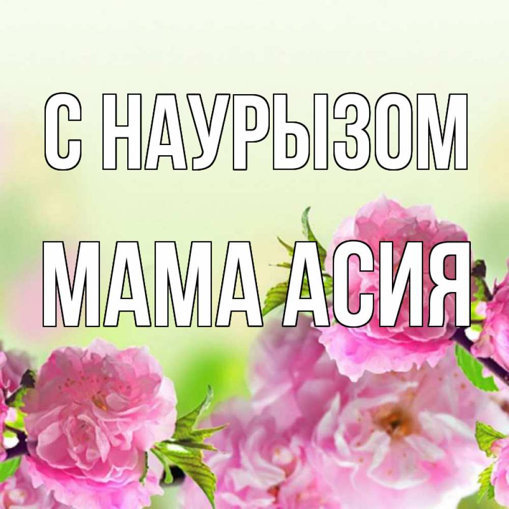 Открытка на каждый день с именем, Мама-Асия С наурызом цветы Прикольная открытка с пожеланием онлайн скачать бесплатно 
