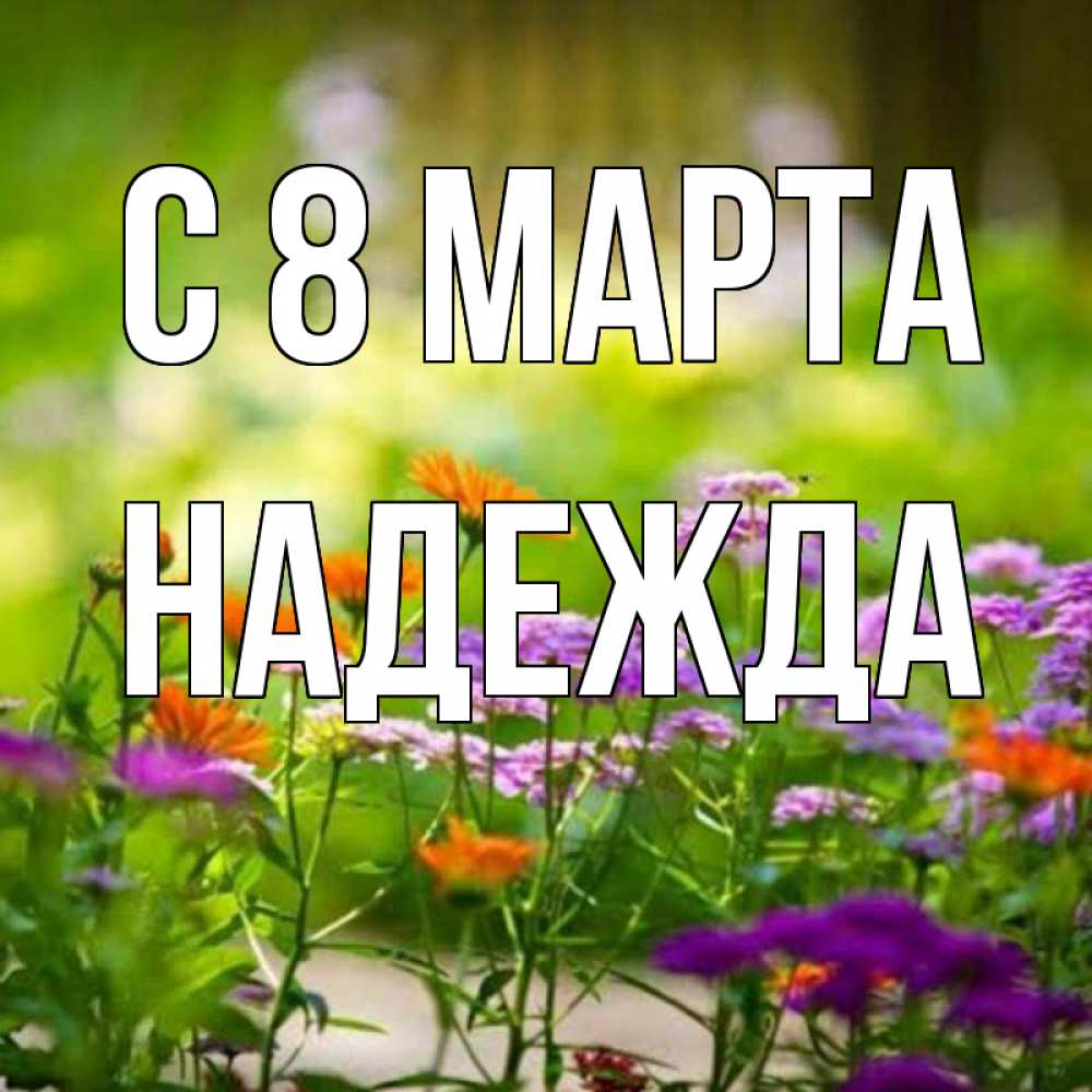Открытка на каждый день с именем, Надежда С 8 МАРТА цветы Прикольная открытка с пожеланием онлайн скачать бесплатно 