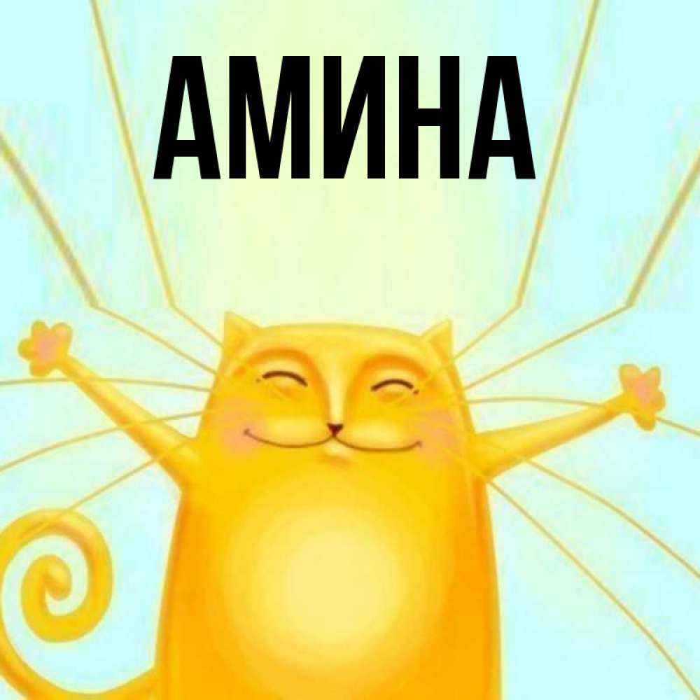Открытка на каждый день с именем, Амина Главная обнимашки усатые Прикольная открытка с пожеланием онлайн скачать бесплатно 