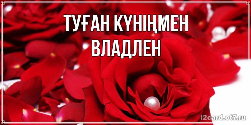 Открытка на каждый день с именем, Владлен Туған күніңмен роза с жемчужиной на открытке для любимых Прикольная открытка с пожеланием онлайн скачать бесплатно 