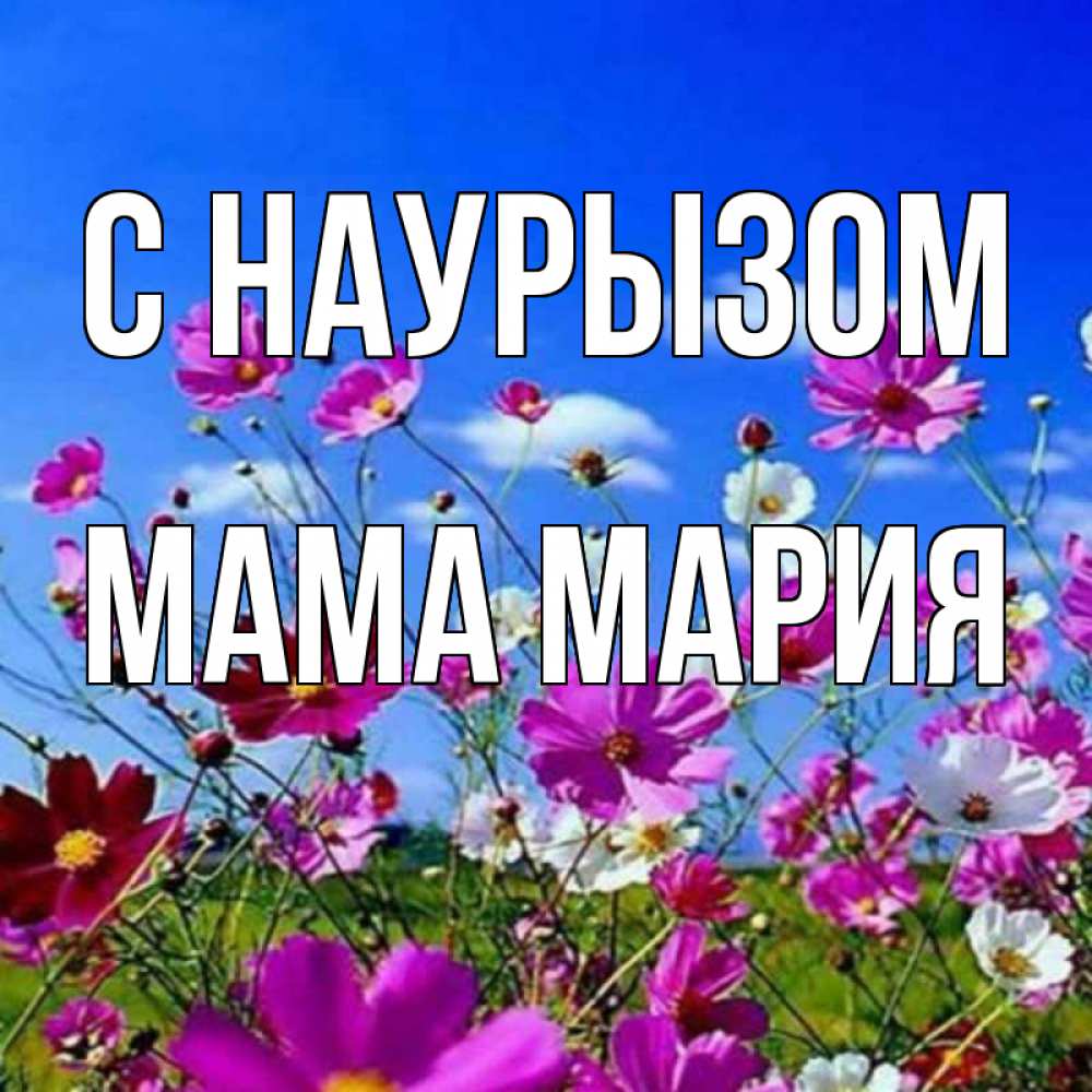 Открытка на каждый день с именем, Мама-Мария С наурызом цветы Прикольная открытка с пожеланием онлайн скачать бесплатно 