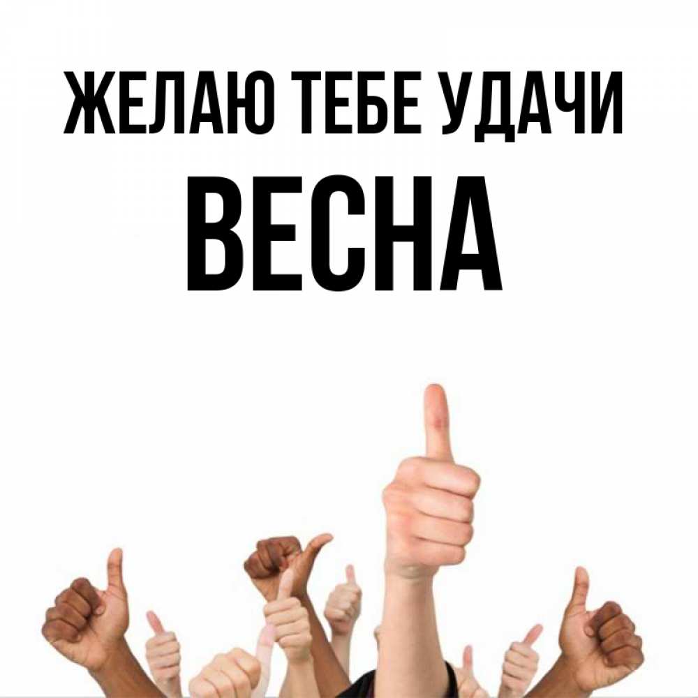Открытка на каждый день с именем, Весна Желаю тебе удачи молодцом Прикольная открытка с пожеланием онлайн скачать бесплатно 