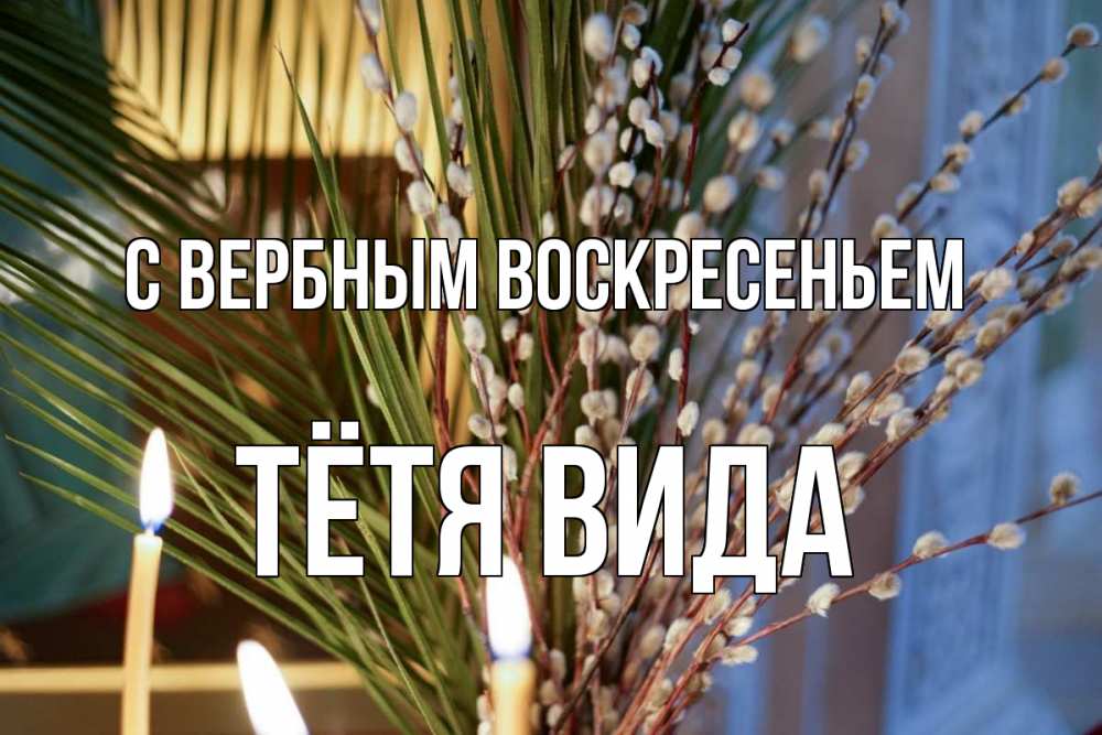 Открытка на каждый день с именем, Тётя-Вида С вербным воскресеньем верба Прикольная открытка с пожеланием онлайн скачать бесплатно 