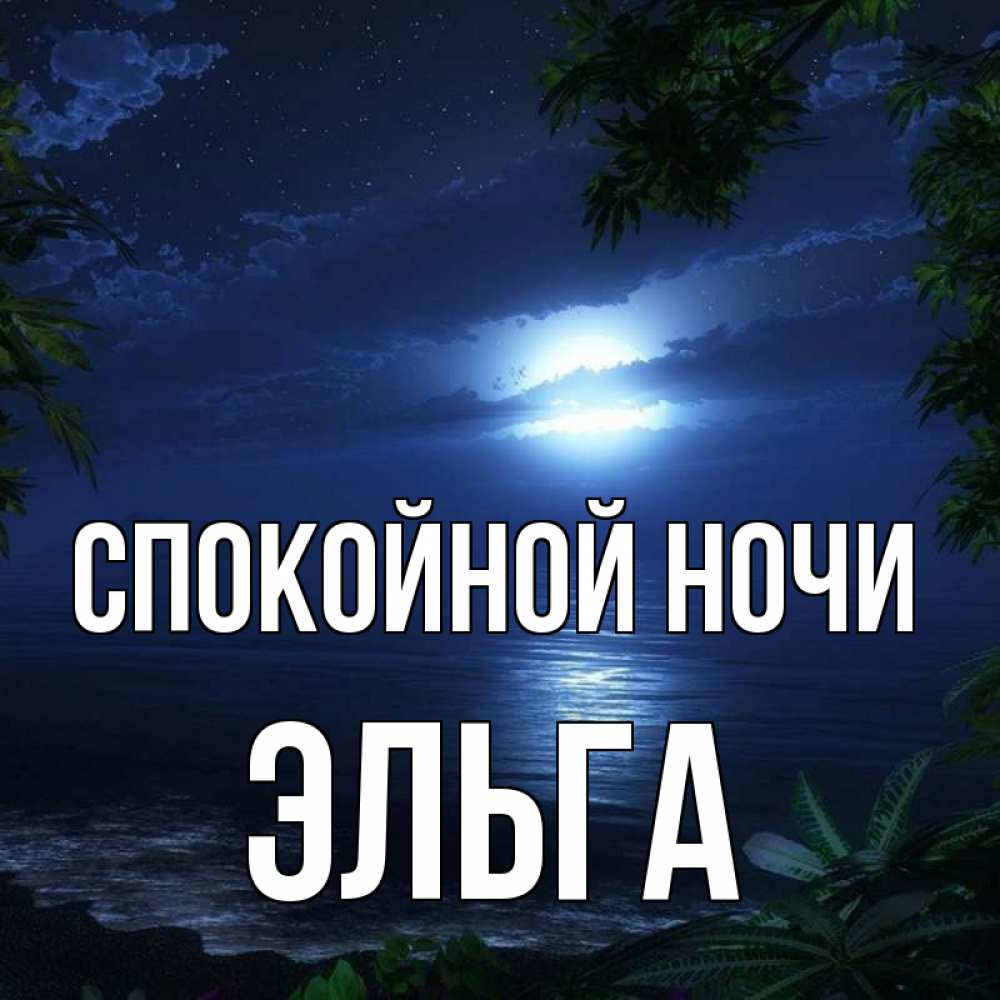 Открытка на каждый день с именем, Эльга Спокойной ночи тропический остров Прикольная открытка с пожеланием онлайн скачать бесплатно 