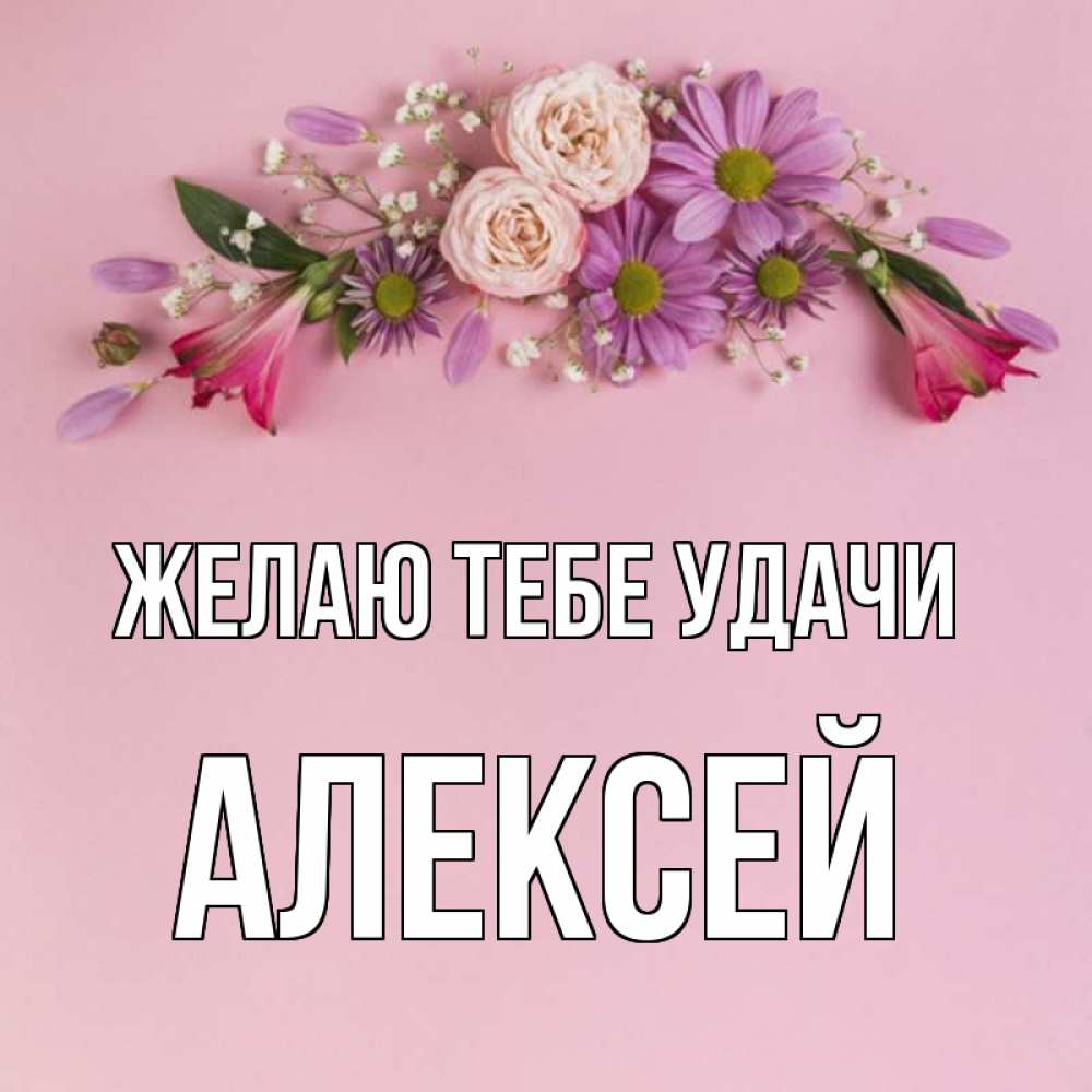 Открытка на каждый день с именем, Алексей Желаю тебе удачи розовый фон Прикольная открытка с пожеланием онлайн скачать бесплатно 