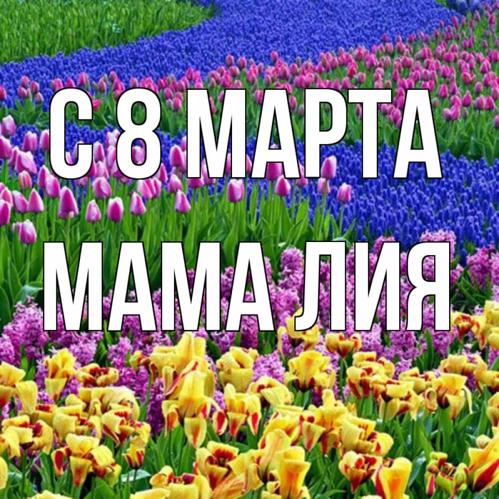 Открытка на каждый день с именем, Мама-Лия С 8 МАРТА цветы Прикольная открытка с пожеланием онлайн скачать бесплатно 