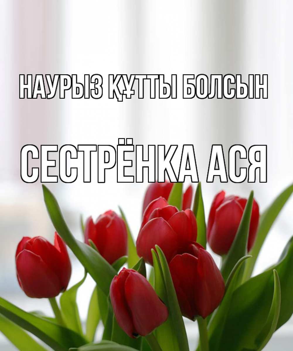 Открытка на каждый день с именем, Сестрёнка-Ася Наурыз құтты болсын полевые цветы Прикольная открытка с пожеланием онлайн скачать бесплатно 