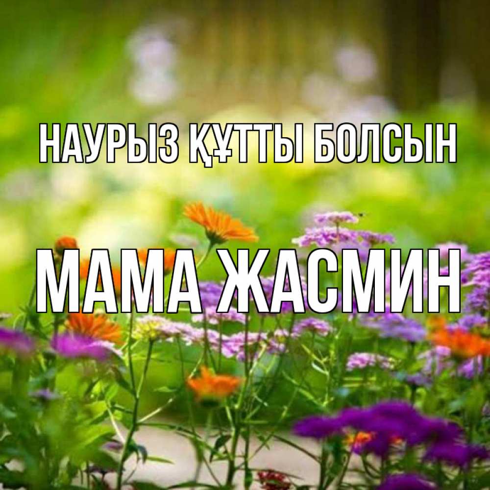 Открытка на каждый день с именем, Мама-Жасмин Наурыз құтты болсын цветы Прикольная открытка с пожеланием онлайн скачать бесплатно 