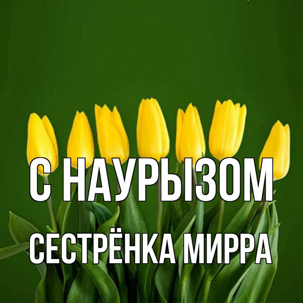 Открытка на каждый день с именем, Сестрёнка-Мирра С наурызом желтого цвета 3 Прикольная открытка с пожеланием онлайн скачать бесплатно 
