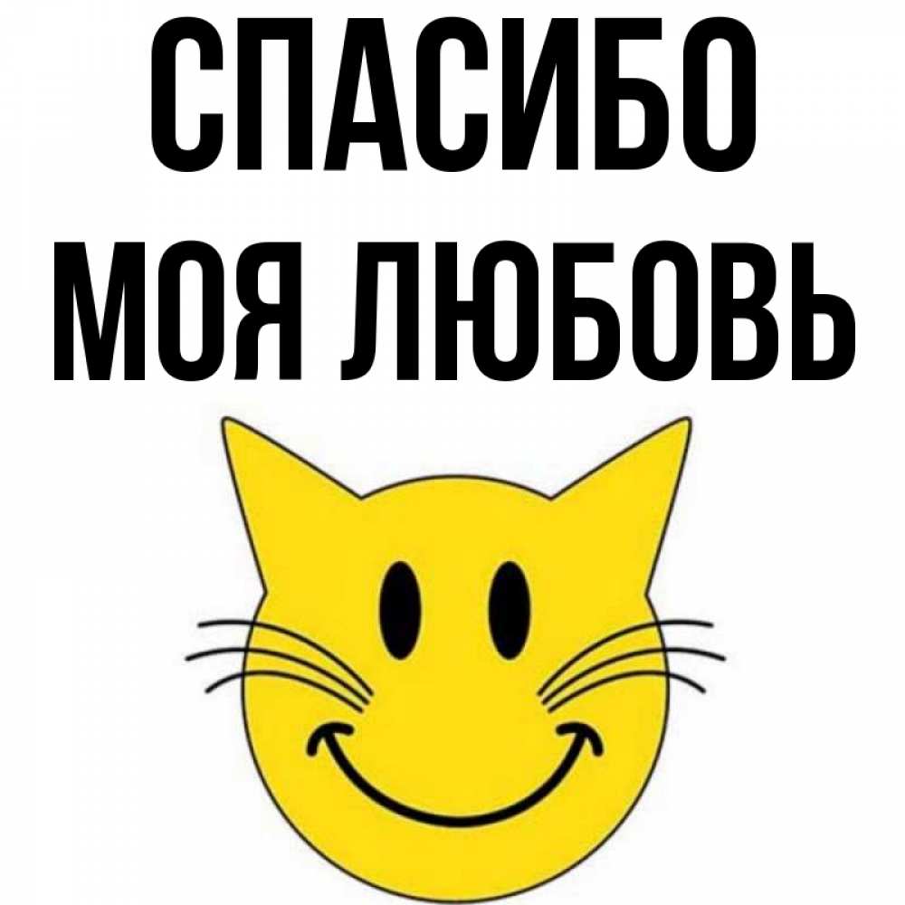 Открытка на каждый день с именем, моя-любовь Спасибо улыбающийся смайл кот Прикольная открытка с пожеланием онлайн скачать бесплатно 
