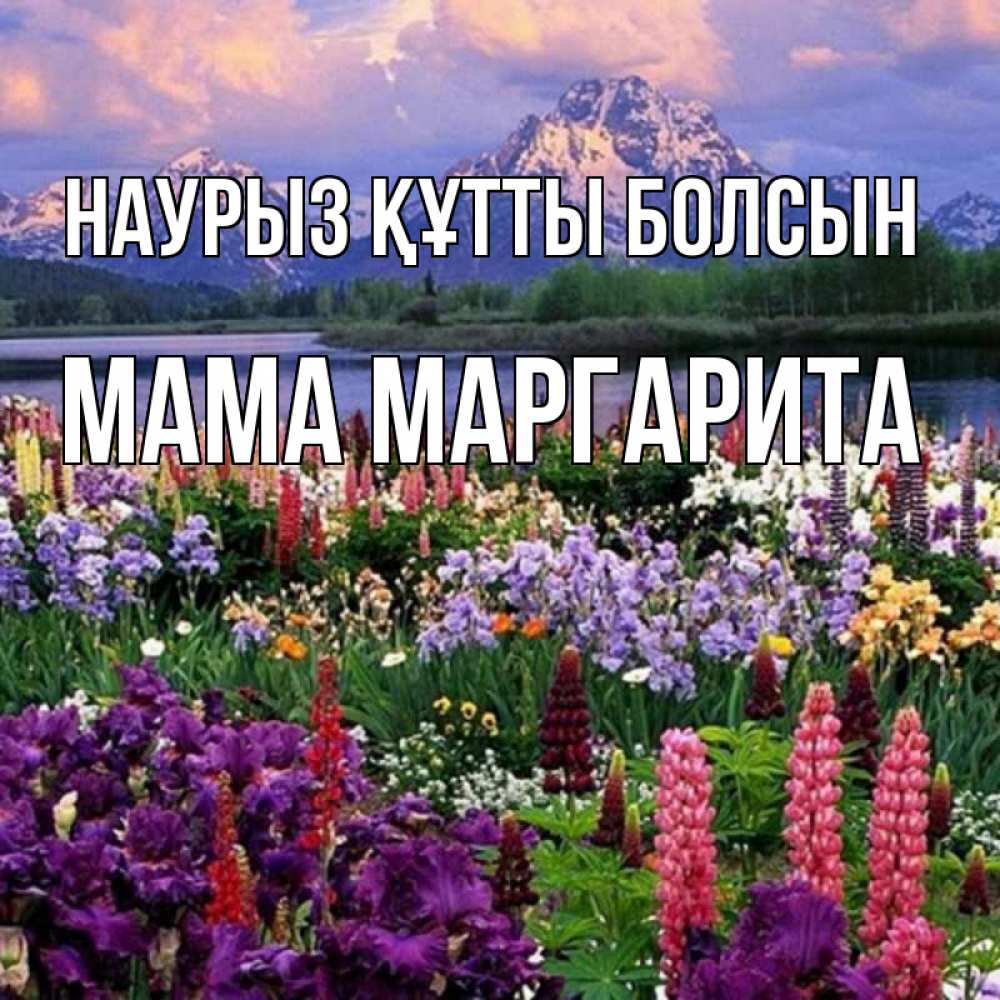 Открытка на каждый день с именем, Мама-Маргарита Наурыз құтты болсын наурыз Прикольная открытка с пожеланием онлайн скачать бесплатно 