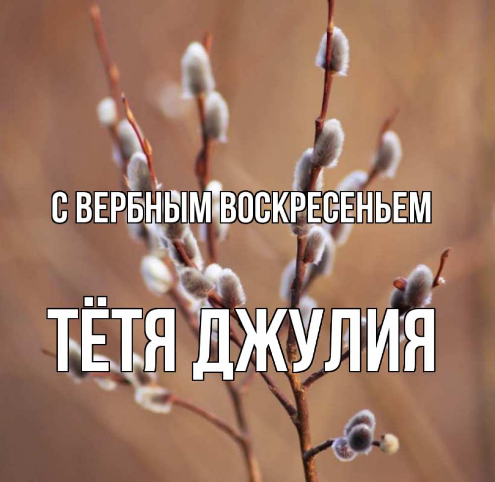 Открытка на каждый день с именем, Тётя-Джулия С вербным воскресеньем верба Прикольная открытка с пожеланием онлайн скачать бесплатно 