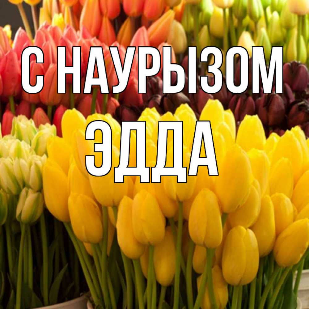 Открытка на каждый день с именем, Эдда С наурызом цветы Прикольная открытка с пожеланием онлайн скачать бесплатно 