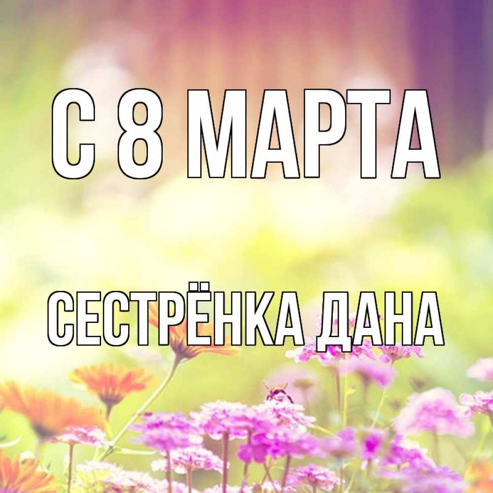 Открытка на каждый день с именем, Сестрёнка-Дана С 8 МАРТА цветы весна Прикольная открытка с пожеланием онлайн скачать бесплатно 