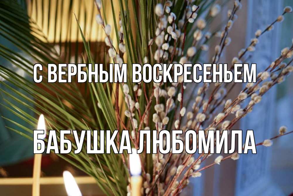 Открытка на каждый день с именем, Бабушка-Любомила С вербным воскресеньем верба Прикольная открытка с пожеланием онлайн скачать бесплатно 