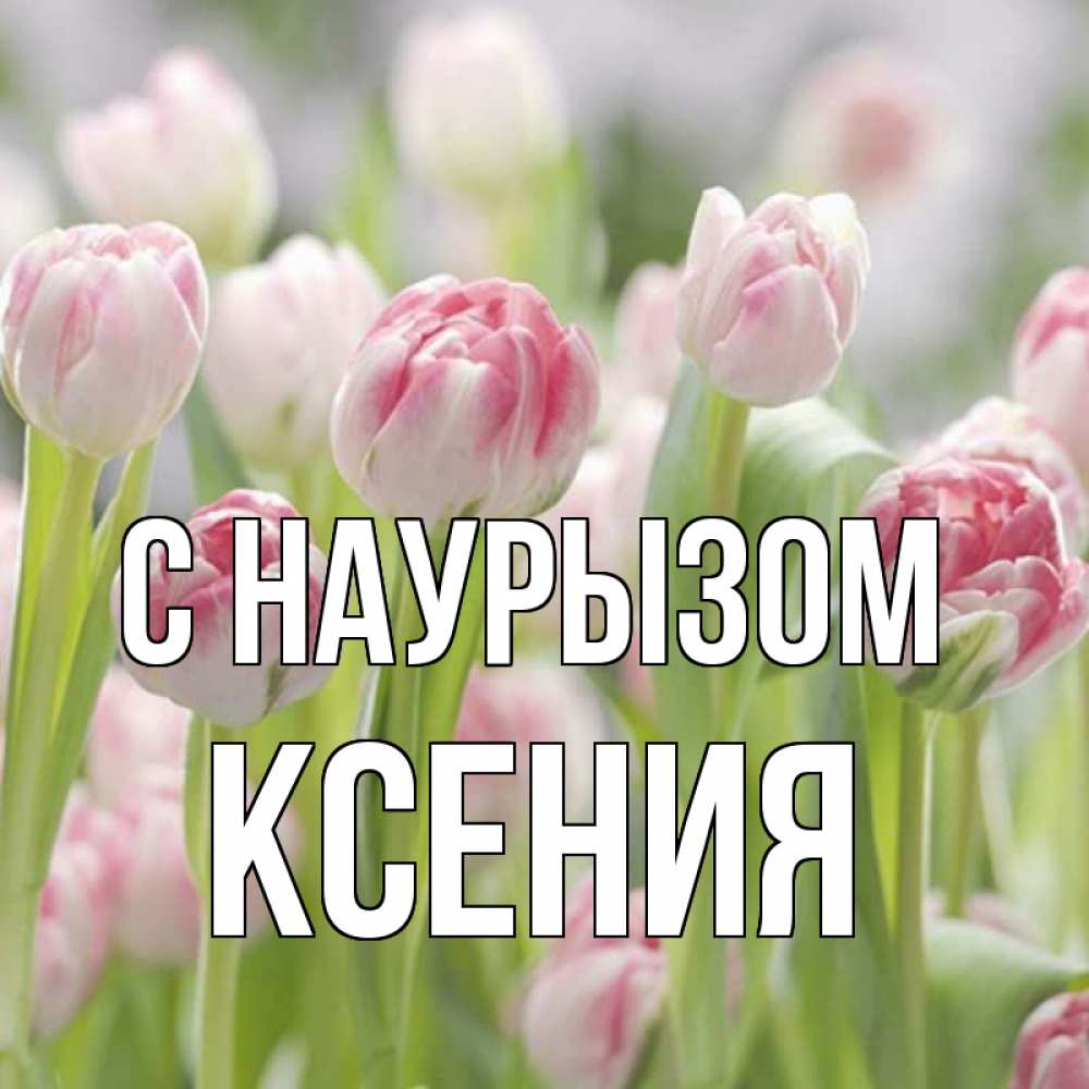 Открытка на каждый день с именем, Ксения С наурызом цветы Прикольная открытка с пожеланием онлайн скачать бесплатно 