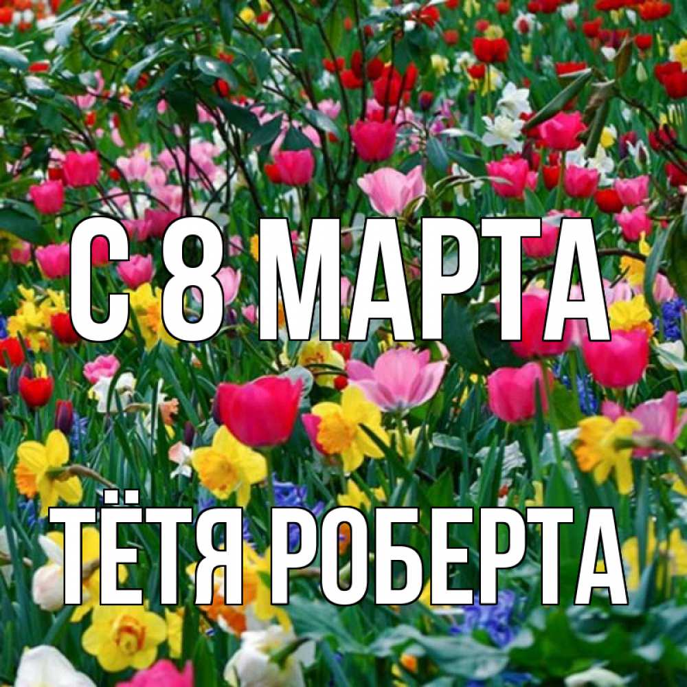 Открытка на каждый день с именем, Тётя-Роберта С 8 МАРТА с международным женским днем поздравления для женщины Прикольная открытка с пожеланием онлайн скачать бесплатно 