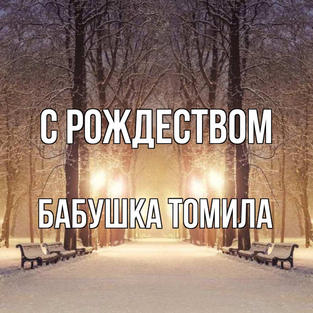 Открытка на каждый день с именем, Бабушка-Томила С рождеством зима, парк, фонарь, лес Прикольная открытка с пожеланием онлайн скачать бесплатно 