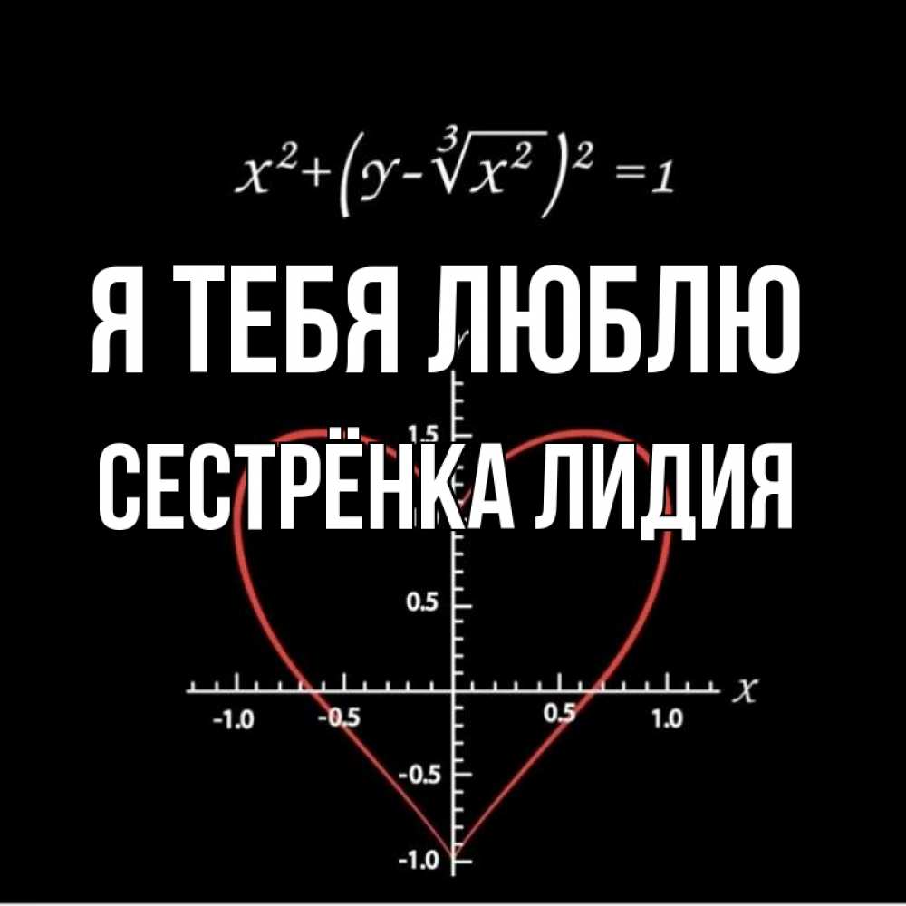 Открытка на каждый день с именем, Сестрёнка-Лидия Я тебя люблю сердечная формула Прикольная открытка с пожеланием онлайн скачать бесплатно 