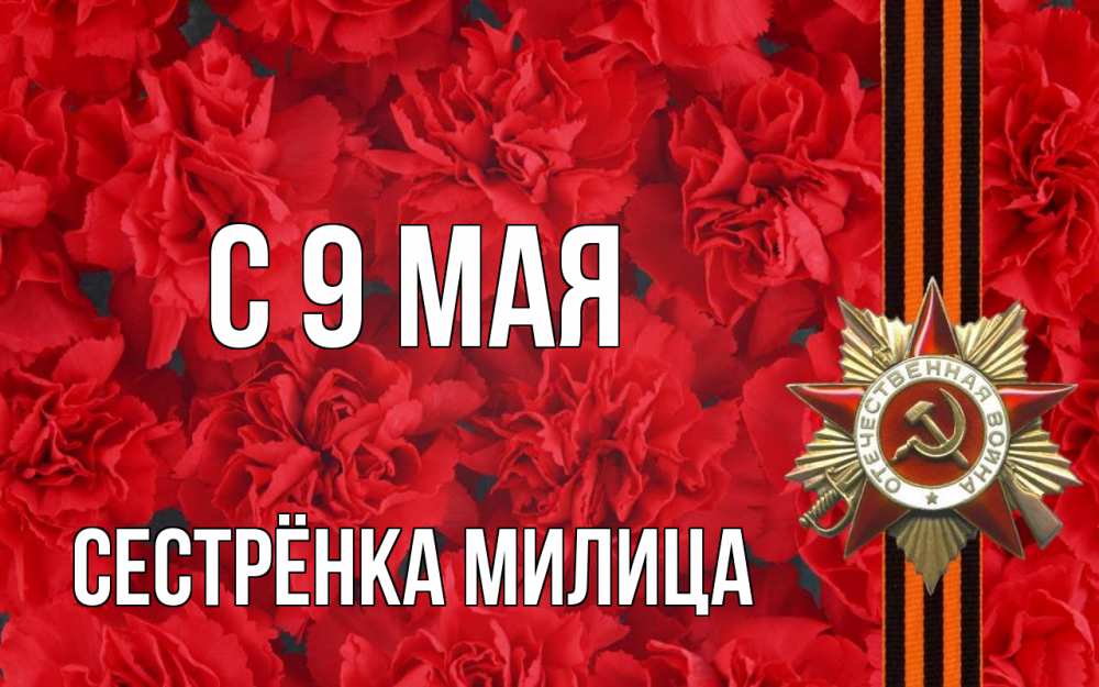 Открытка на каждый день с именем, Сестрёнка-Милица С 9 мая 9 мая Прикольная открытка с пожеланием онлайн скачать бесплатно 