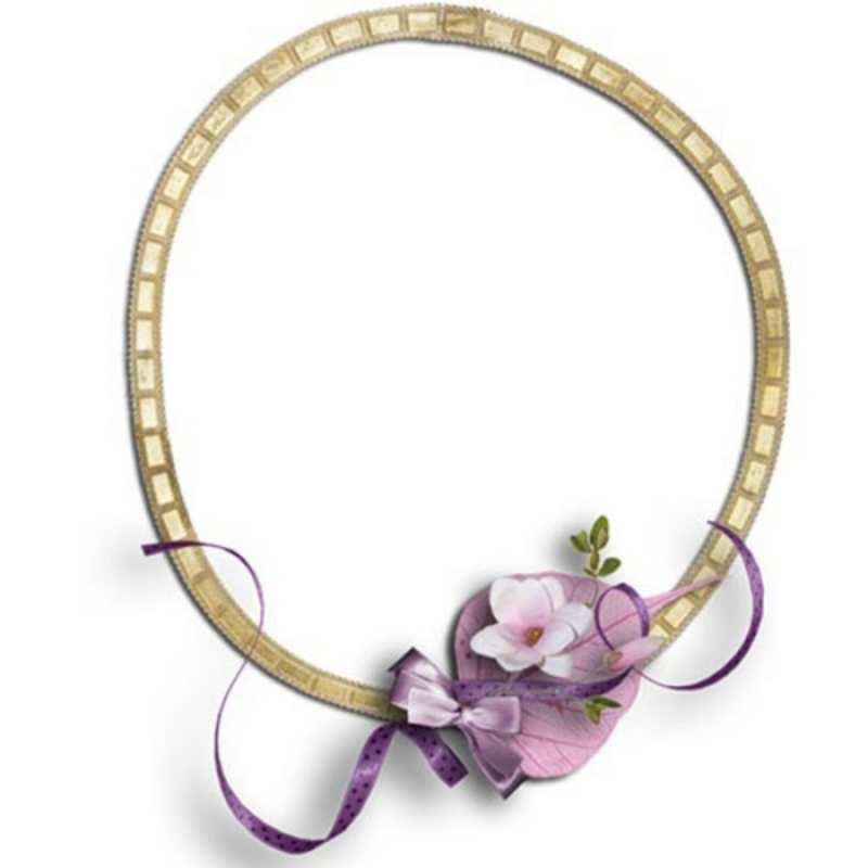 Открытка Рамочка с белым цветком и сиреневыми илстьями  золотая рамочка  С днем ангела 