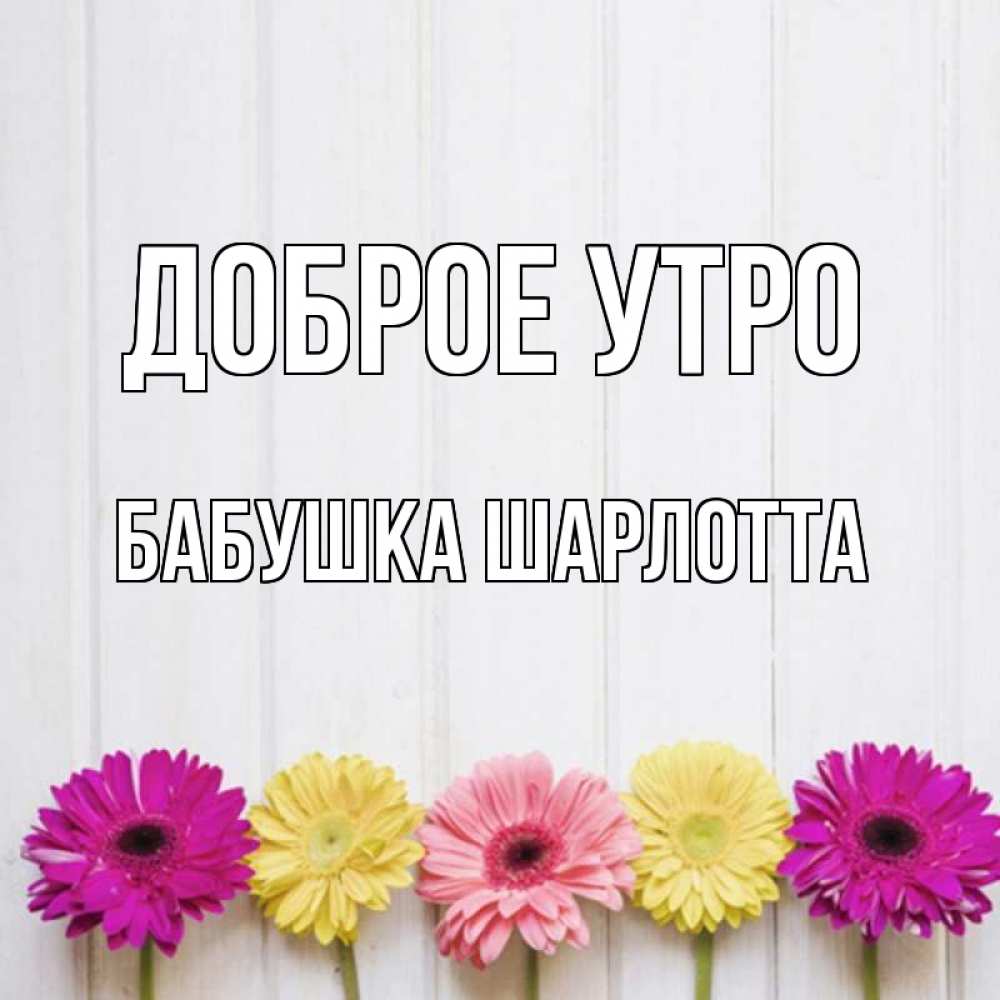 Открытка на каждый день с именем, Бабушка-Шарлотта Доброе утро красный желтый и розовый цветок Прикольная открытка с пожеланием онлайн скачать бесплатно 