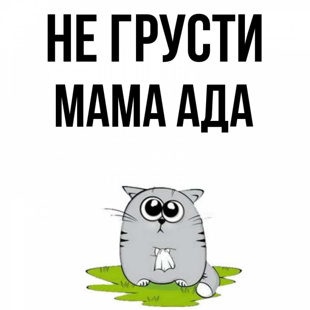 Открытка на каждый день с именем, Мама-Ада Не грусти грустный котяра Прикольная открытка с пожеланием онлайн скачать бесплатно 