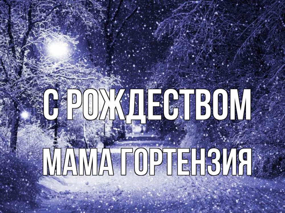 Открытка на каждый день с именем, Мама-Гортензия С рождеством зима, снег, фонарь Прикольная открытка с пожеланием онлайн скачать бесплатно 