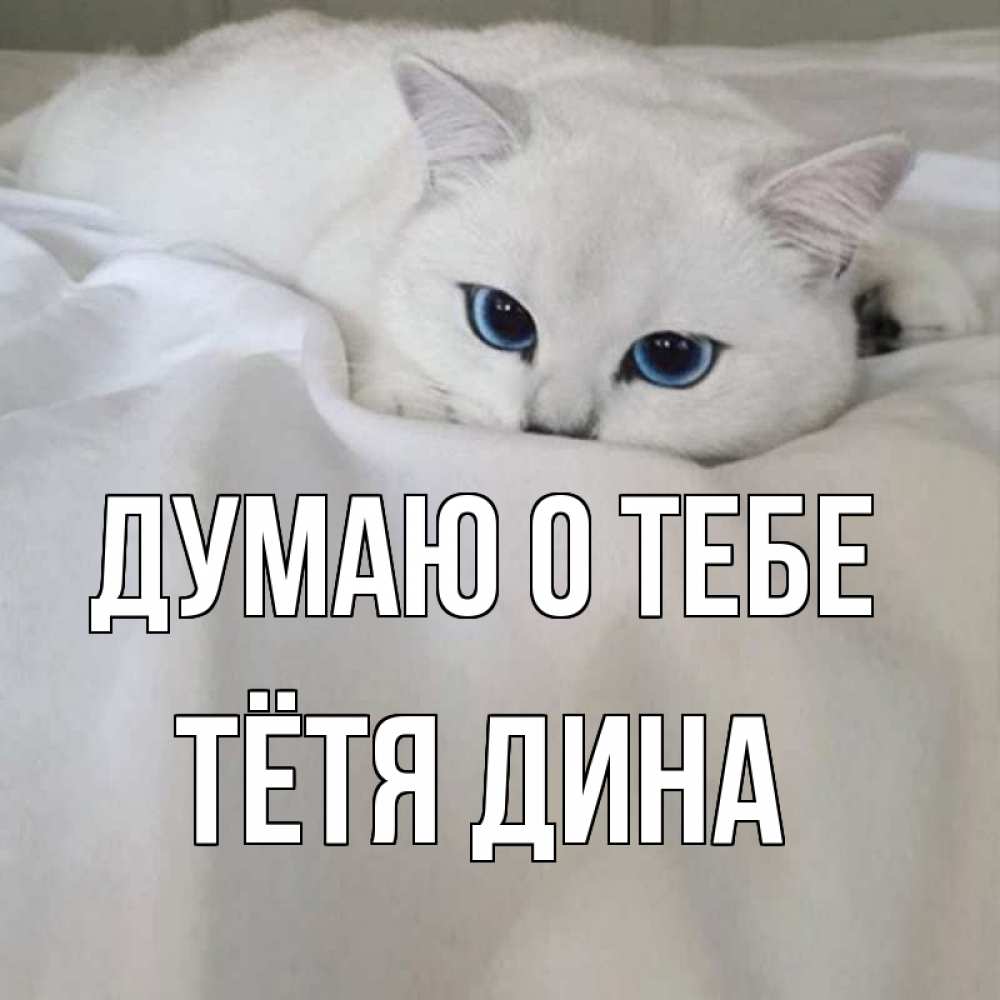 Открытка на каждый день с именем, Тётя-Дина Думаю о тебе я очень по тебе скучаю и тоскую Прикольная открытка с пожеланием онлайн скачать бесплатно 
