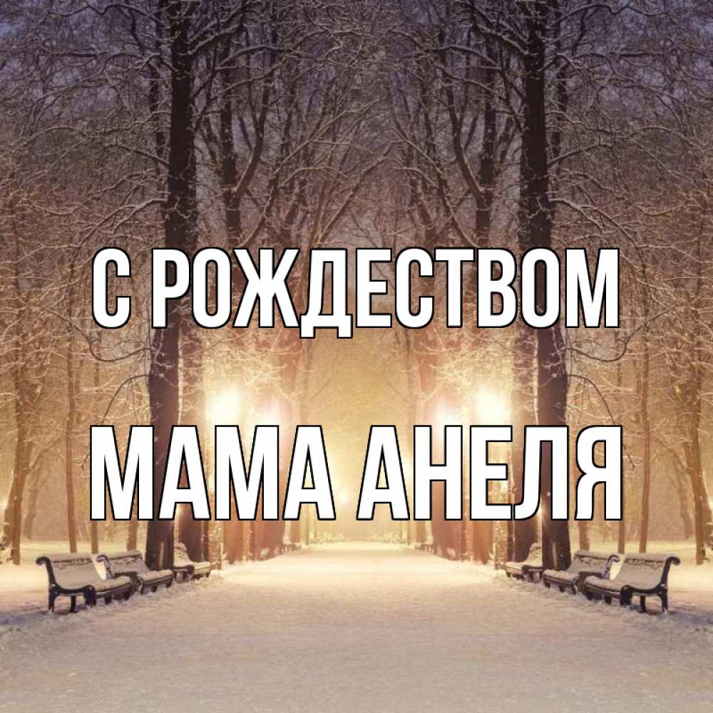 Открытка на каждый день с именем, Мама-Анеля С рождеством зима, парк, фонарь, лес Прикольная открытка с пожеланием онлайн скачать бесплатно 