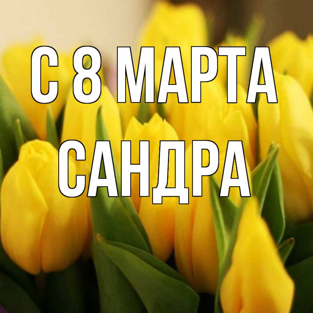 Открытка на каждый день с именем, Сандра С 8 МАРТА цветы Прикольная открытка с пожеланием онлайн скачать бесплатно 