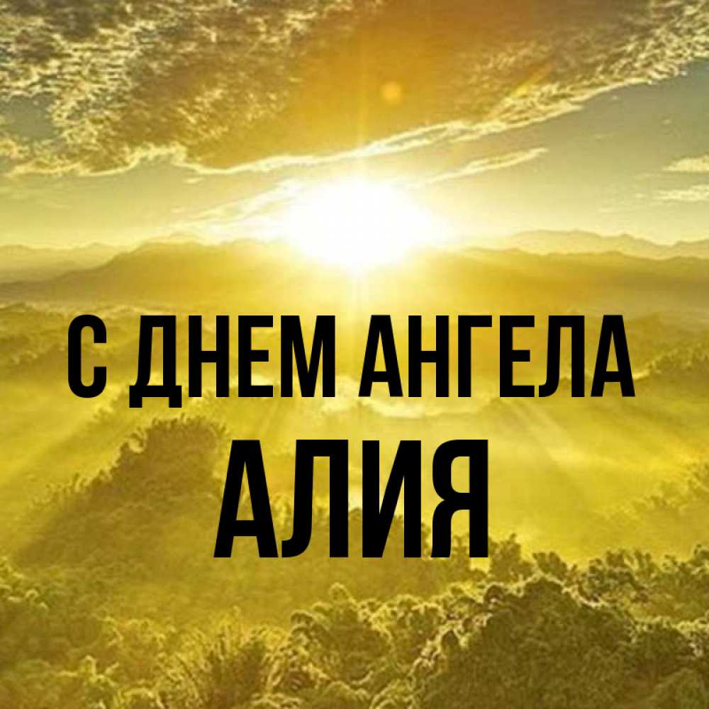Открытка на каждый день с именем, Алия С днем ангела леса и небо в желтом Прикольная открытка с пожеланием онлайн скачать бесплатно 