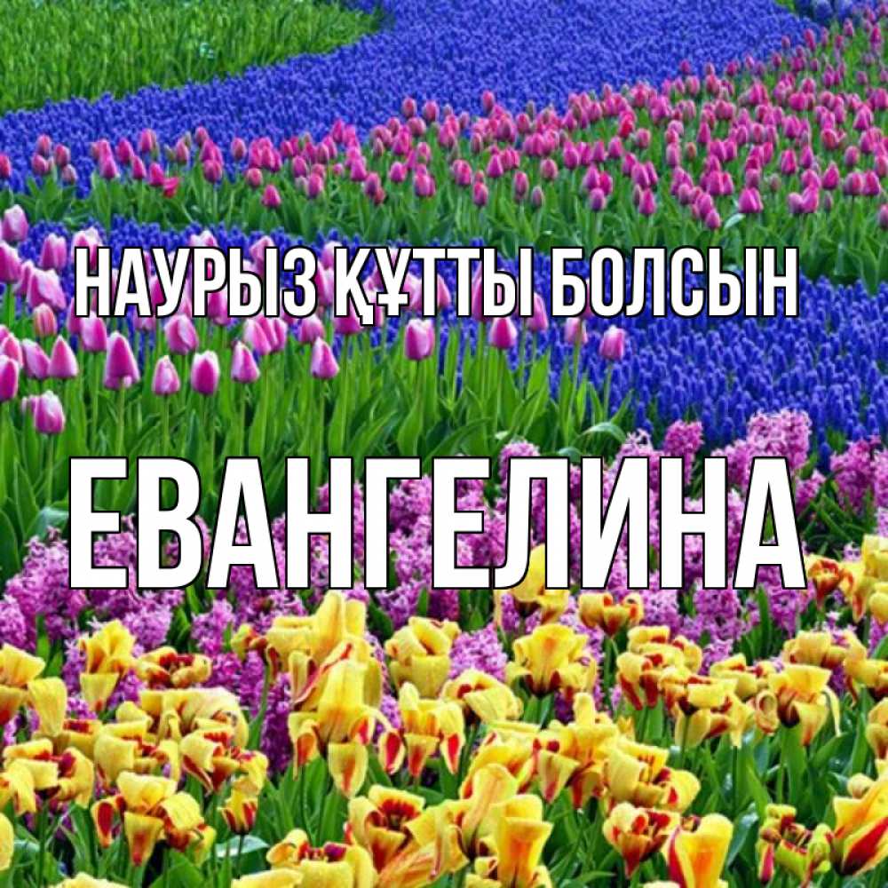 Открытка на каждый день с именем, Евангелина Наурыз құтты болсын цветы Прикольная открытка с пожеланием онлайн скачать бесплатно 
