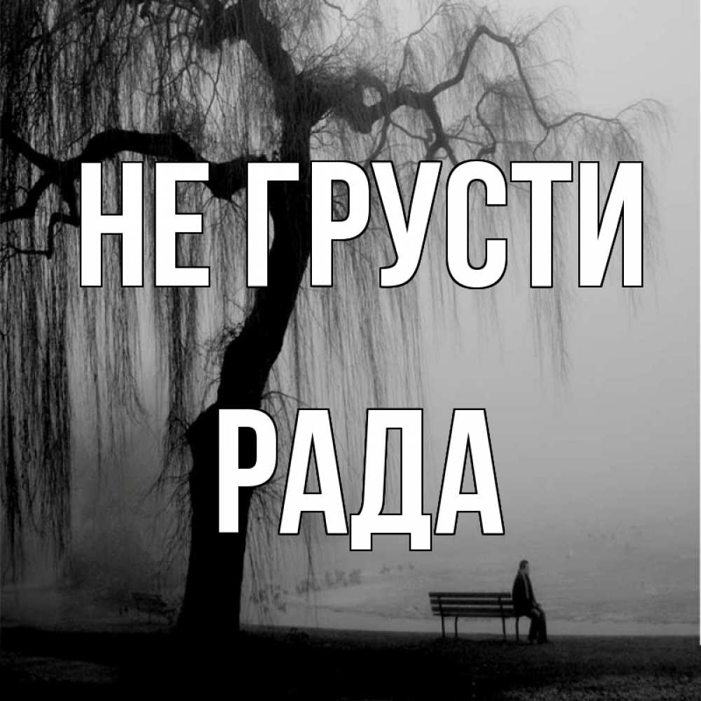 Открытка на каждый день с именем, Рада Не грусти висящие ветки дерева и лавочка под деревом Прикольная открытка с пожеланием онлайн скачать бесплатно 