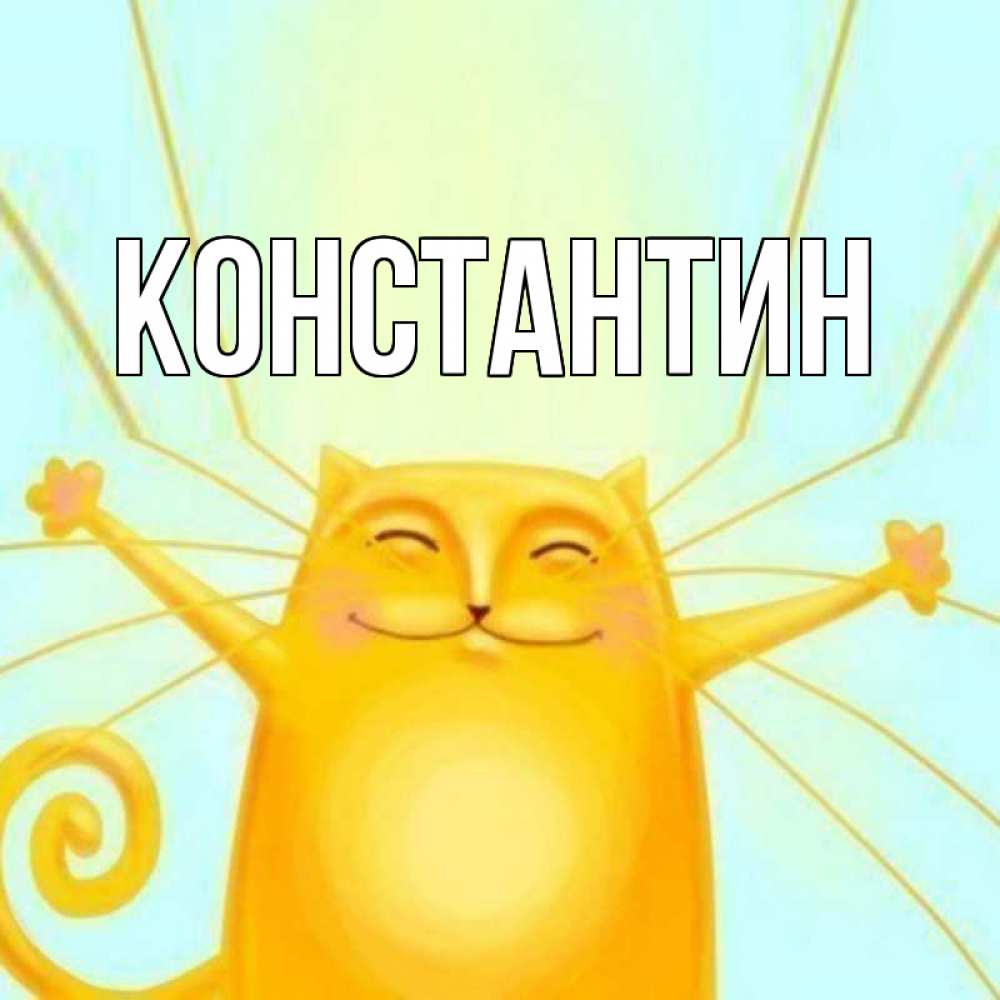 Открытка на каждый день с именем, Константин Главная солнечный обнимашечный кот Прикольная открытка с пожеланием онлайн скачать бесплатно 