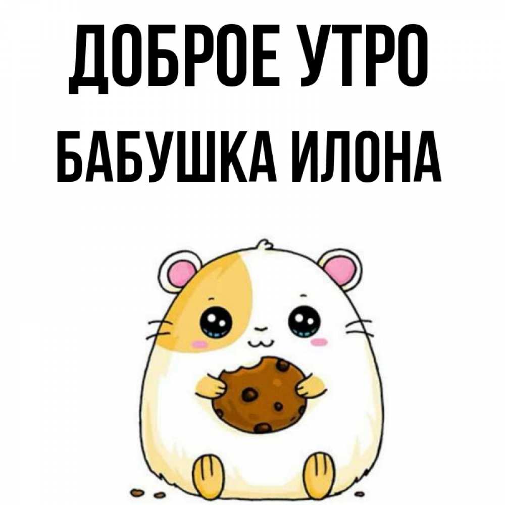 Открытка на каждый день с именем, Бабушка-Илона Доброе утро есть печеньку. Утречко Прикольная открытка с пожеланием онлайн скачать бесплатно 