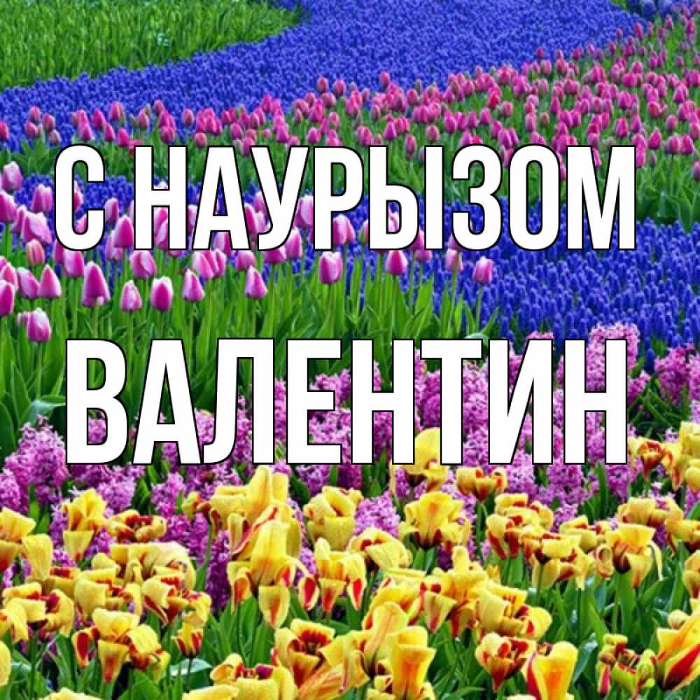 Открытка на каждый день с именем, Валентин С наурызом цветы Прикольная открытка с пожеланием онлайн скачать бесплатно 